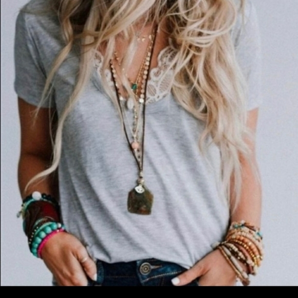 Three Bird Nest Tops - Three bird nest nwt oversized grey tee shirt sm